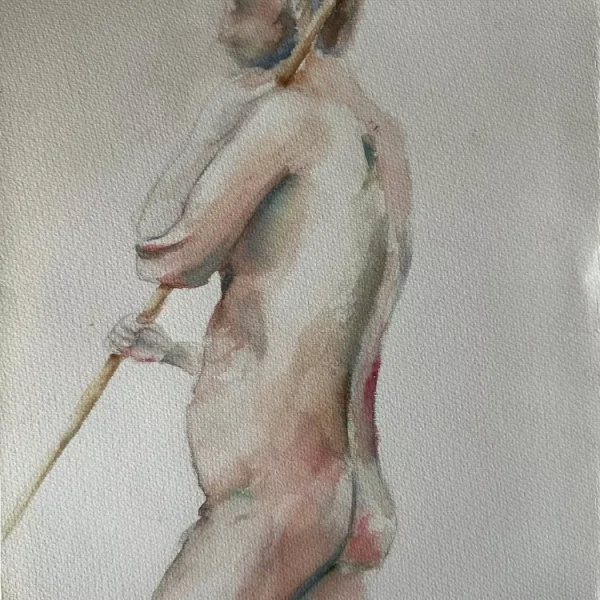 Acuarela "Pose masculina"