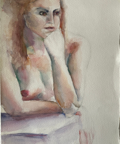 Rocio Vazquez ART - Acuarelas con Agudo - Retrato Contemplativo 1